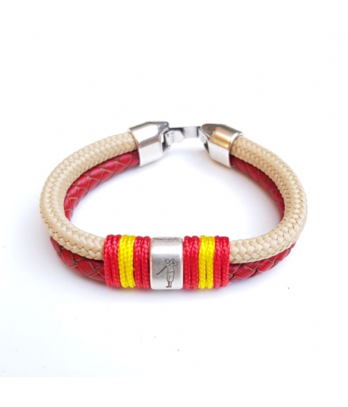 Pulsera cordón náutico-cuero mixta doble