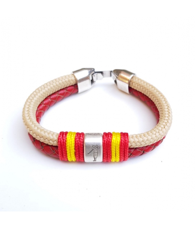 Pulsera cordón náutico-cuero mixta doble