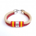Pulsera cordón náutico-cuero mixta doble