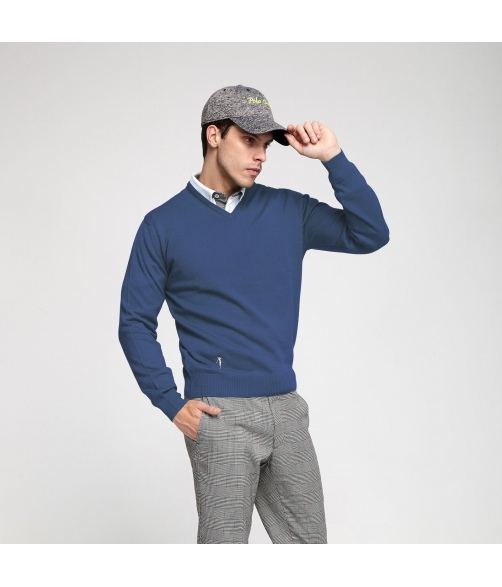 JERSEY GOLF CUELLO DE PICO GRIS JASPEADO CLIMA TEMPLADO PARA HOMBRE